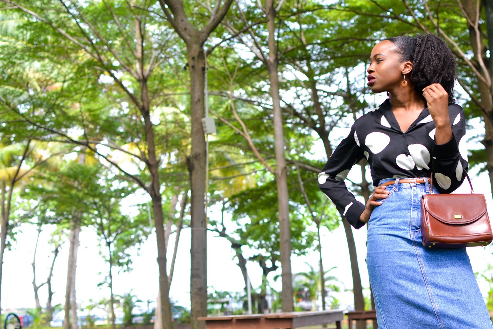 Black denim sales skirt outfit quest